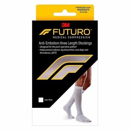 Futuro Anti-embolism Stocking Knee High Medium / Regular White Closed Toe, 2PK 71055EN